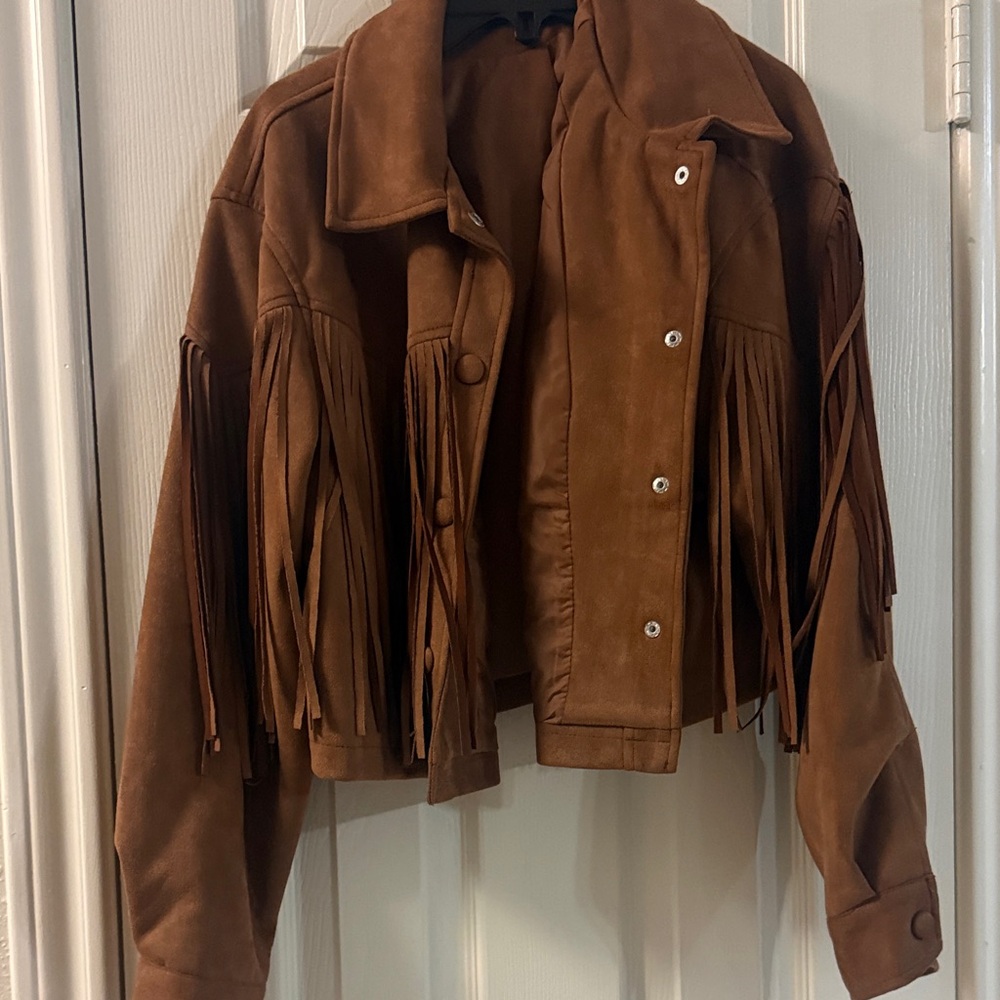 Forever 21 Tan Fringe Leather Jacket